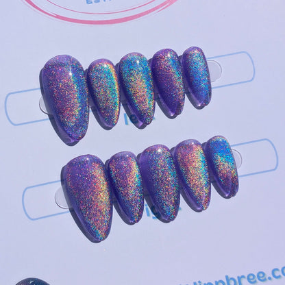 Holo Rainbow Purple Cat Eye
